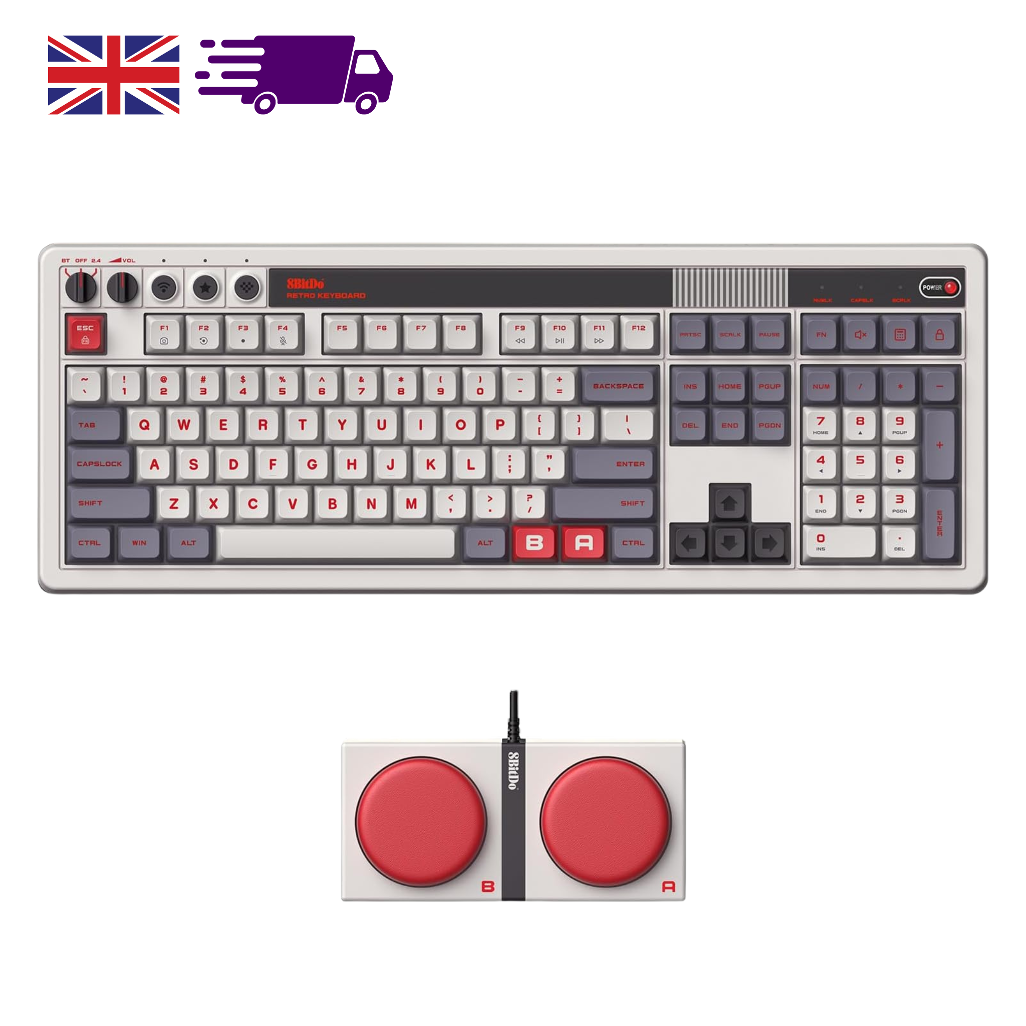 8BitDo Retro 108 Mechanical Keyboard with Integrated Numpad