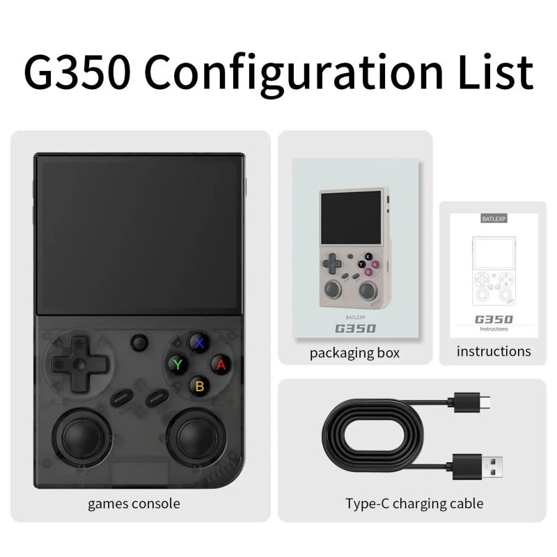 G350 console, box, instructions, and Type-C cable