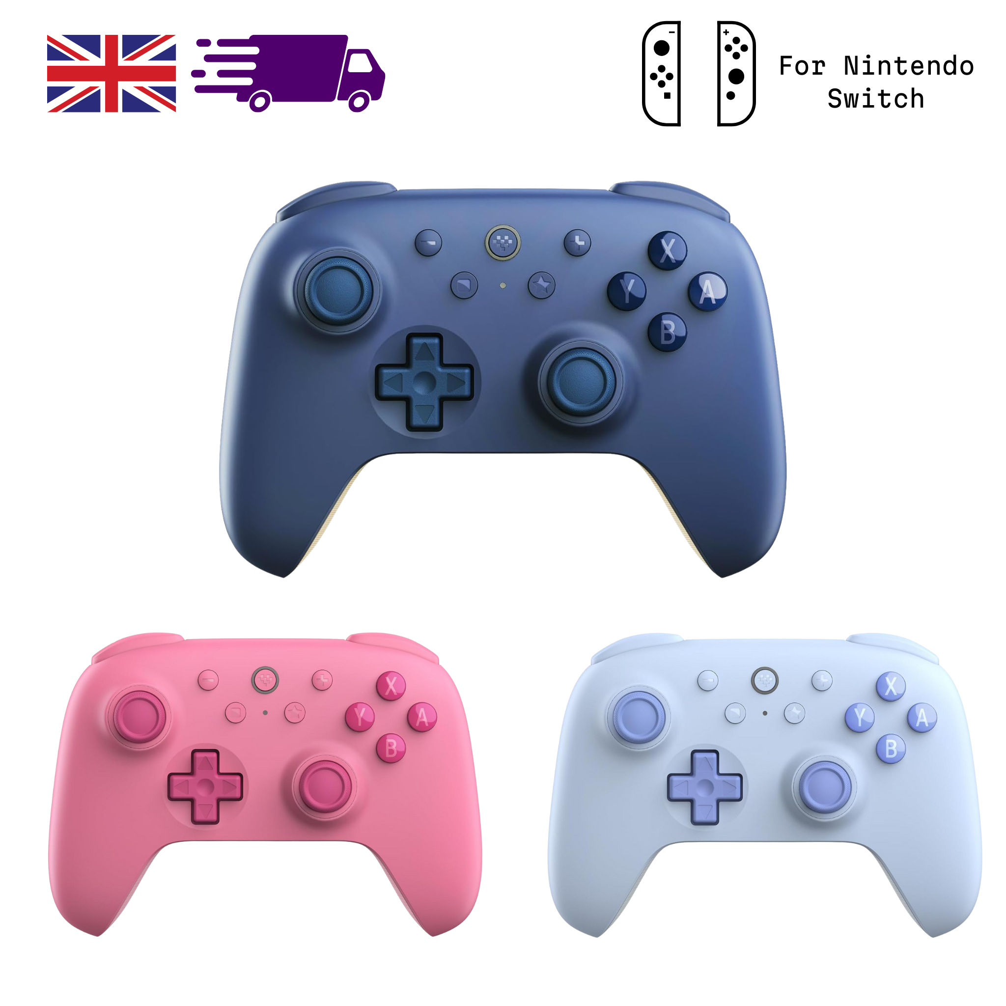 Colorful Nintendo Switch controllers collection