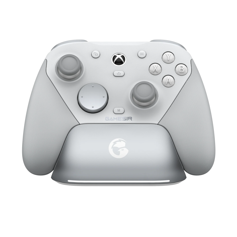 Wireless gaming controller on charging dock