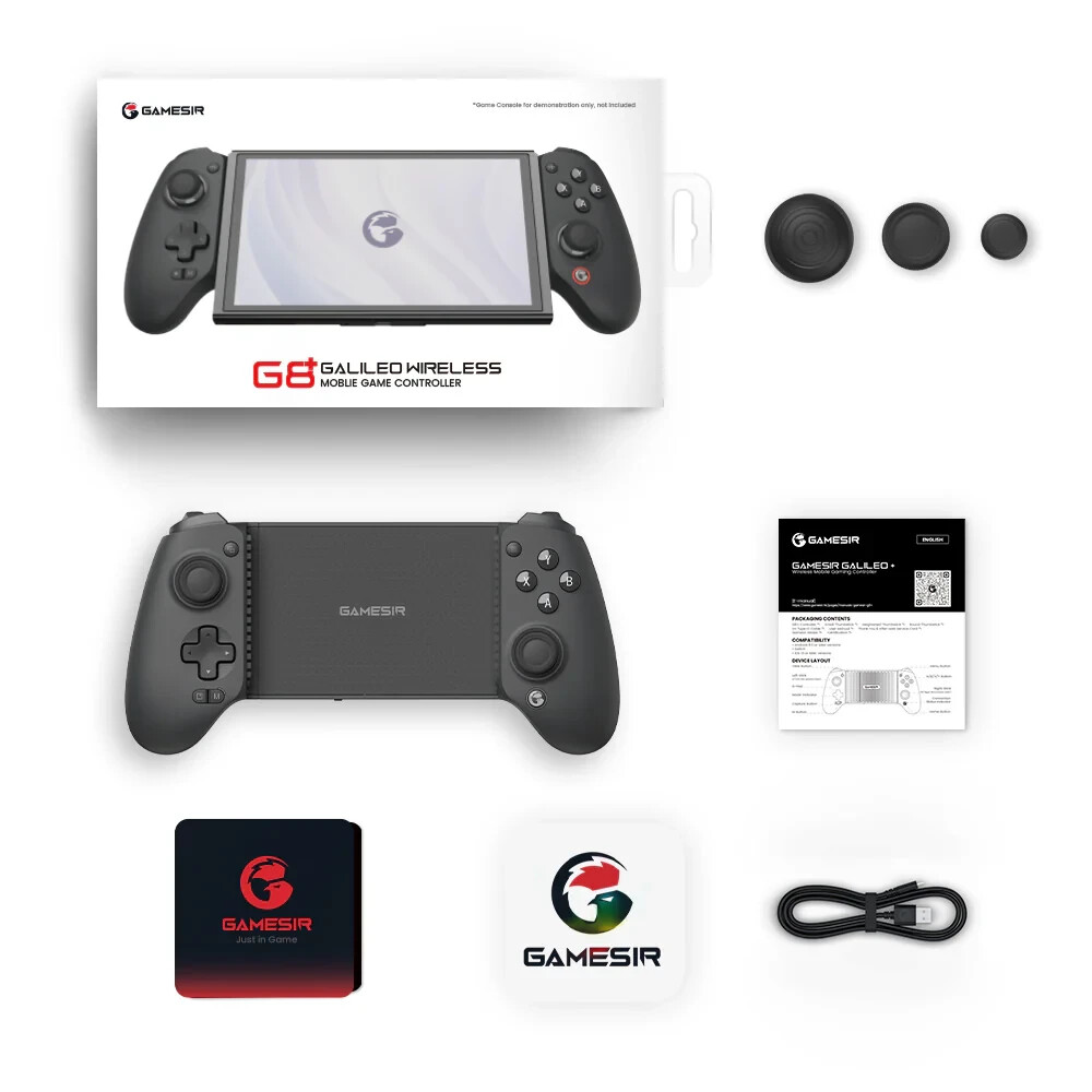 GAMESIR wireless mobile game controller with accessories.