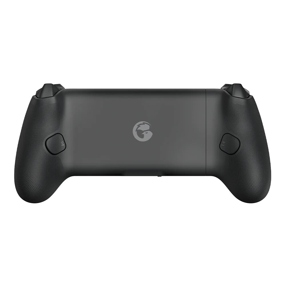 Back view of black gaming controller