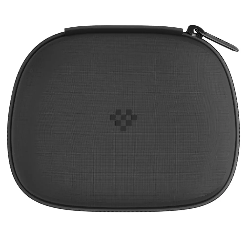 Black hard shell tech carrying case with zipper