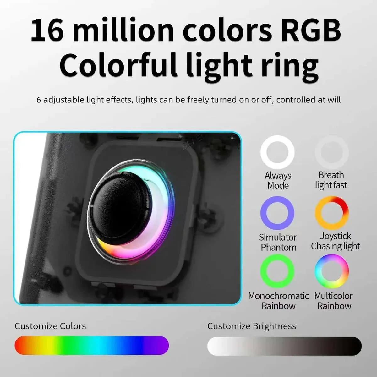 RGB light ring with multiple color modes.
