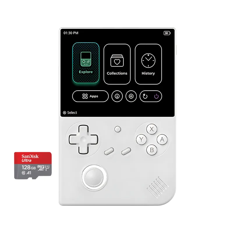 Handheld console and SanDisk 128GB memory card