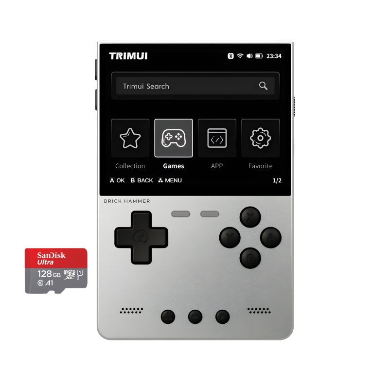 Retro gaming console with microSD card included.