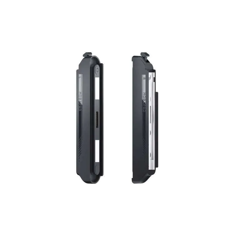 Two black side-profile game controllers