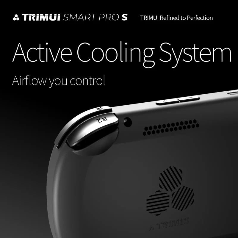 TRIMUI gaming console with cooling system.