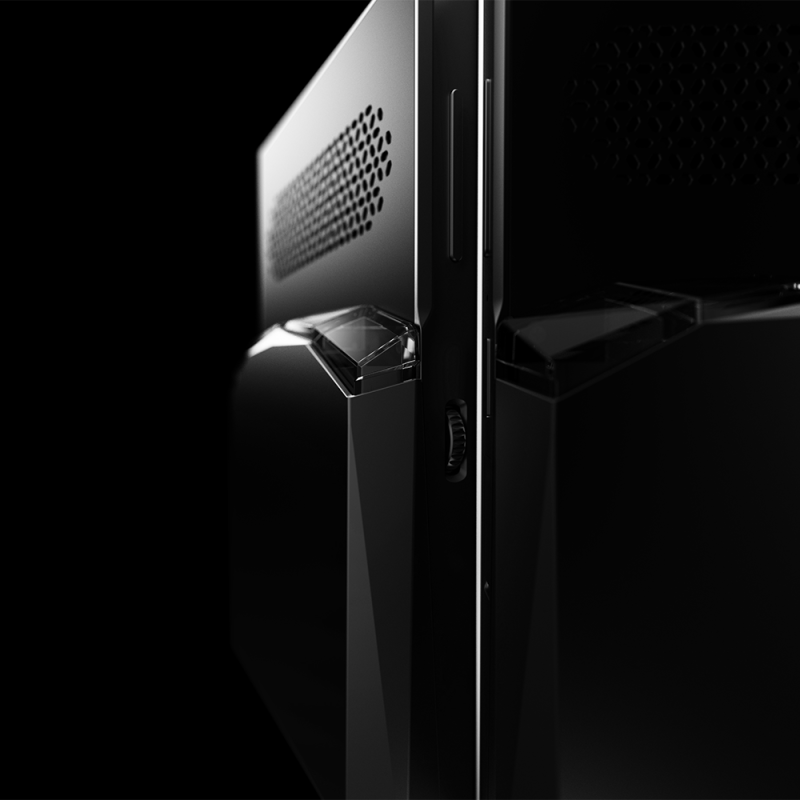 Close-up of modern black electronic device