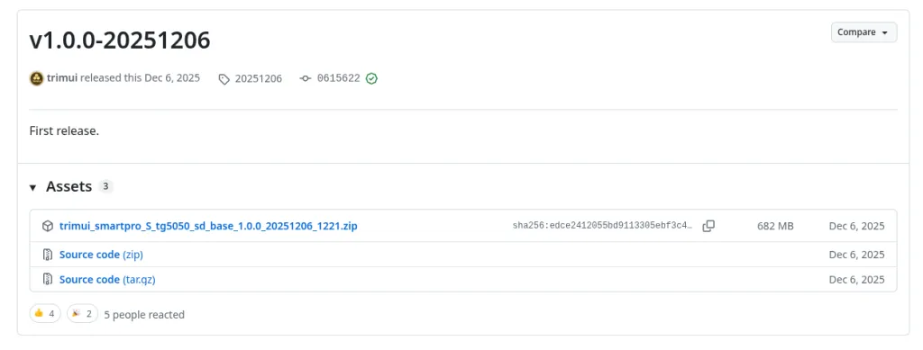 Software version release details with download links
