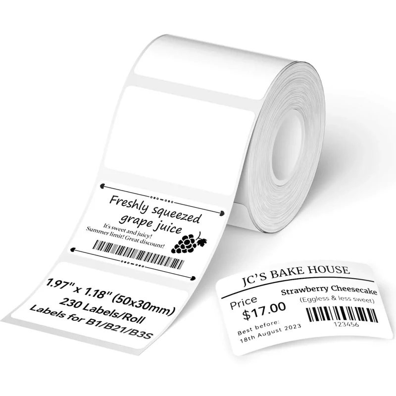 Roll of blank barcode labels and sample labels