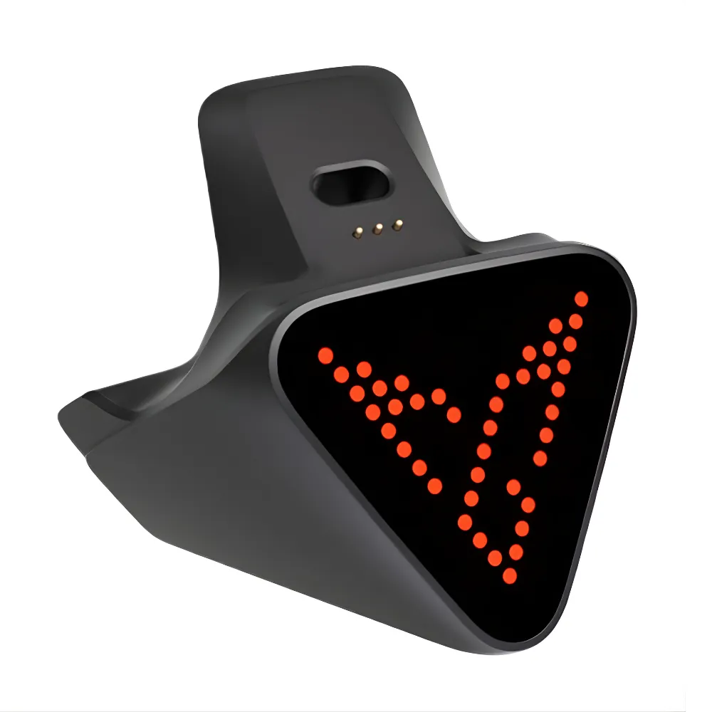 Luce posteriore a LED nera a forma di triangolo, indicatore di direzione per bicicletta