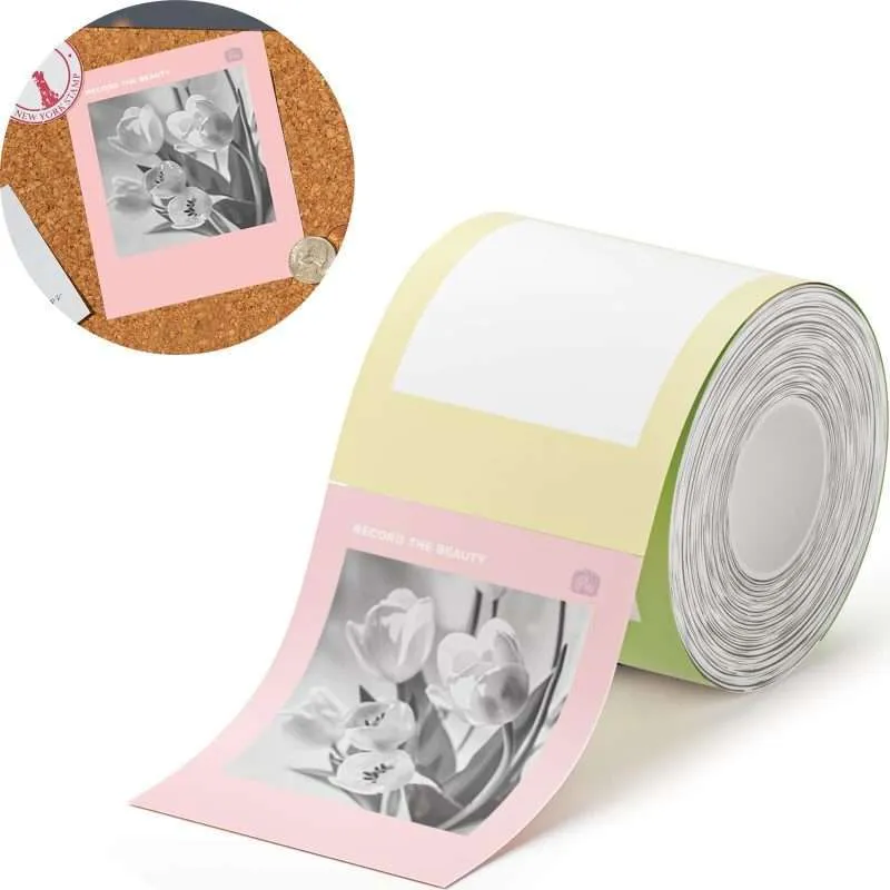 Colorful photo paper roll with tulip design.