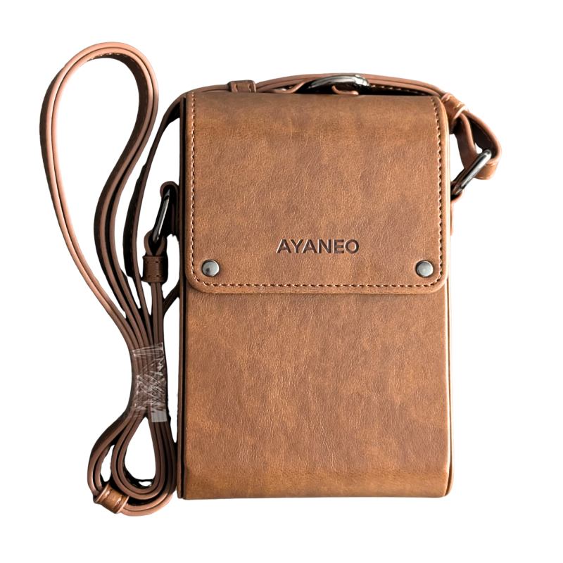 Brown AYANEO leather crossbody bag with long strap