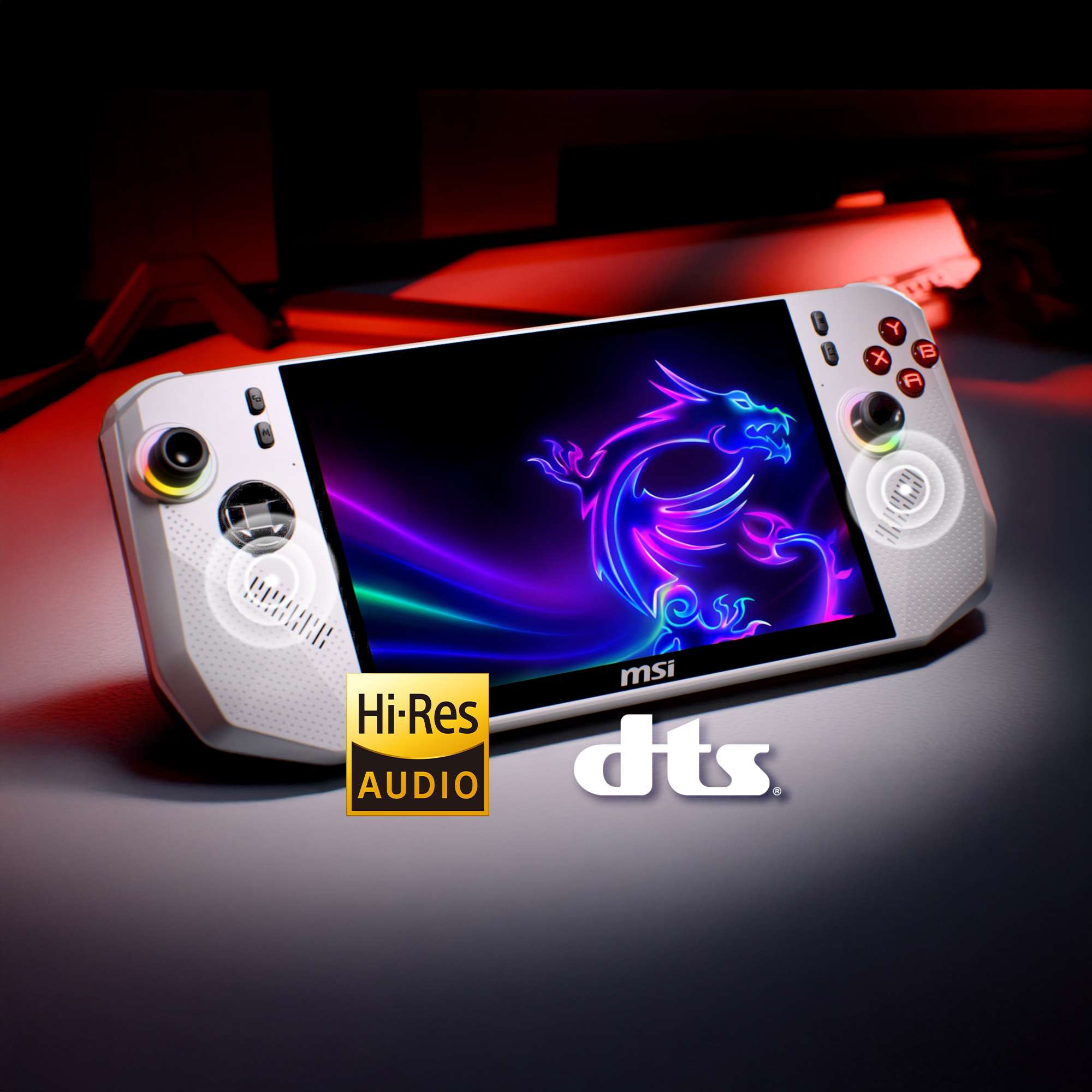 MSI gaming device with neon dragon design