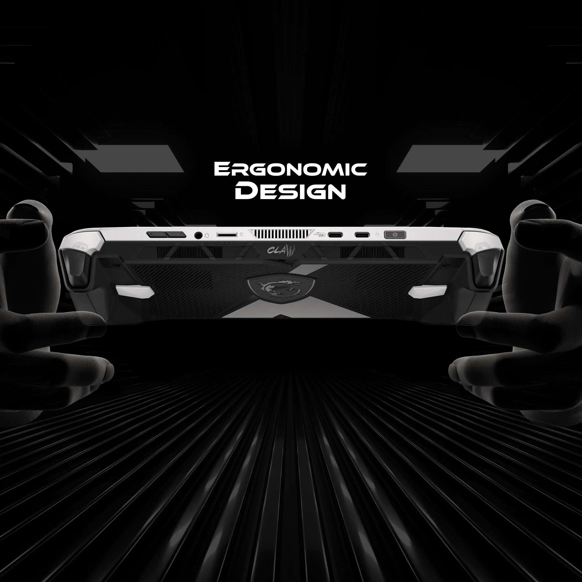 Ergonomic gaming device held in hands.
