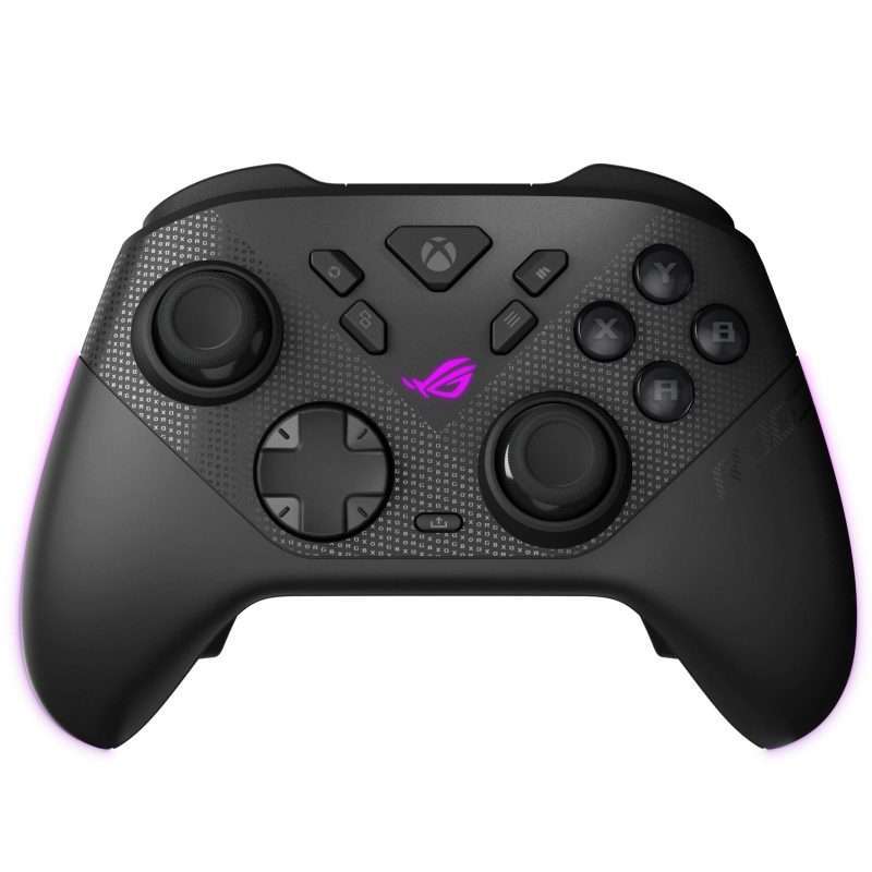 Black gaming controller with pink accents