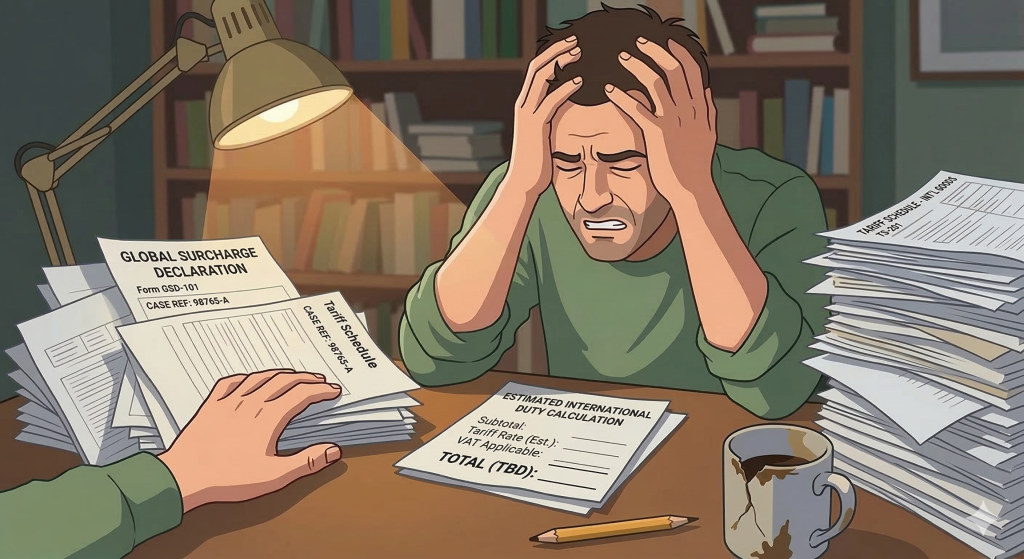 Frustrated man with paperwork overload
