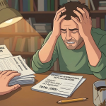 Frustrated man with paperwork overload