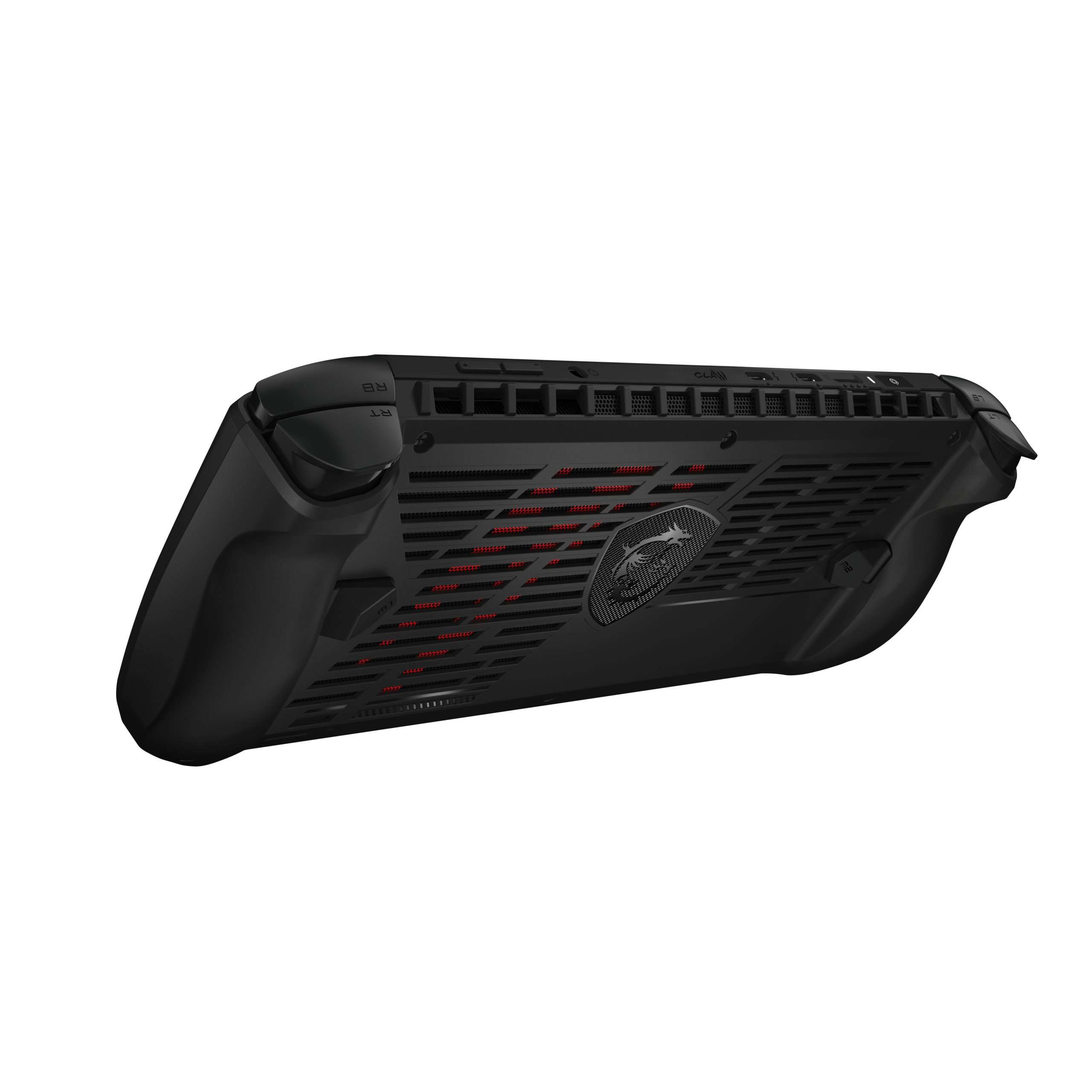 Gaming console back with vents and grips