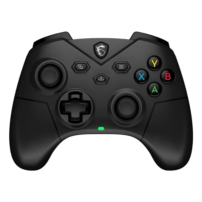 Black gaming controller with colorful buttons