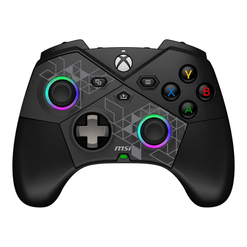 Black gaming controller with geometric design