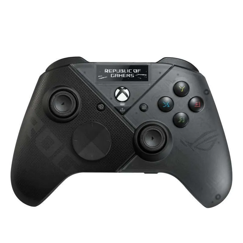 Black gaming controller with text display